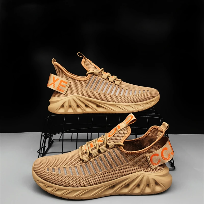 Fashion Knit Blade Sneakers Man Summer Brown Lightweight Running Shoes For Men Outdoor Breathable Non-slip Men's Jogging Shoes