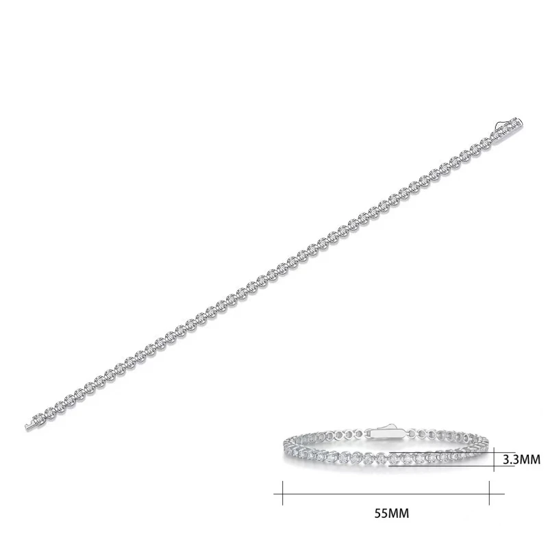 JIU ZUAN 1.92CT D Color Moissanite Tennis Bracelet Pass Diamond Tester GRA 18K White Gold Plated 925 Silver for Women