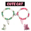 97861-aa1e79.png Bracelet chat mignon fait à la main pour Couples, 2 pièces, corde à main Unique et élégante pour femmes et hommes, tissé en perles, bijoux de poignet, cadeaux
