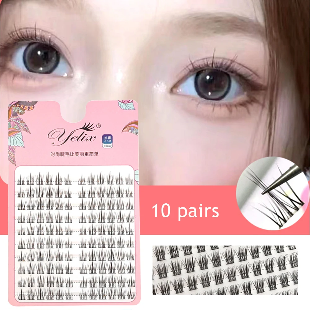 

10 Rows Cluster Eyelash Single Cluster Anime Lashes Cosplay Lash Clusters Wispy Japanese Makeup Spikes Eyelashes Strands Eyelash