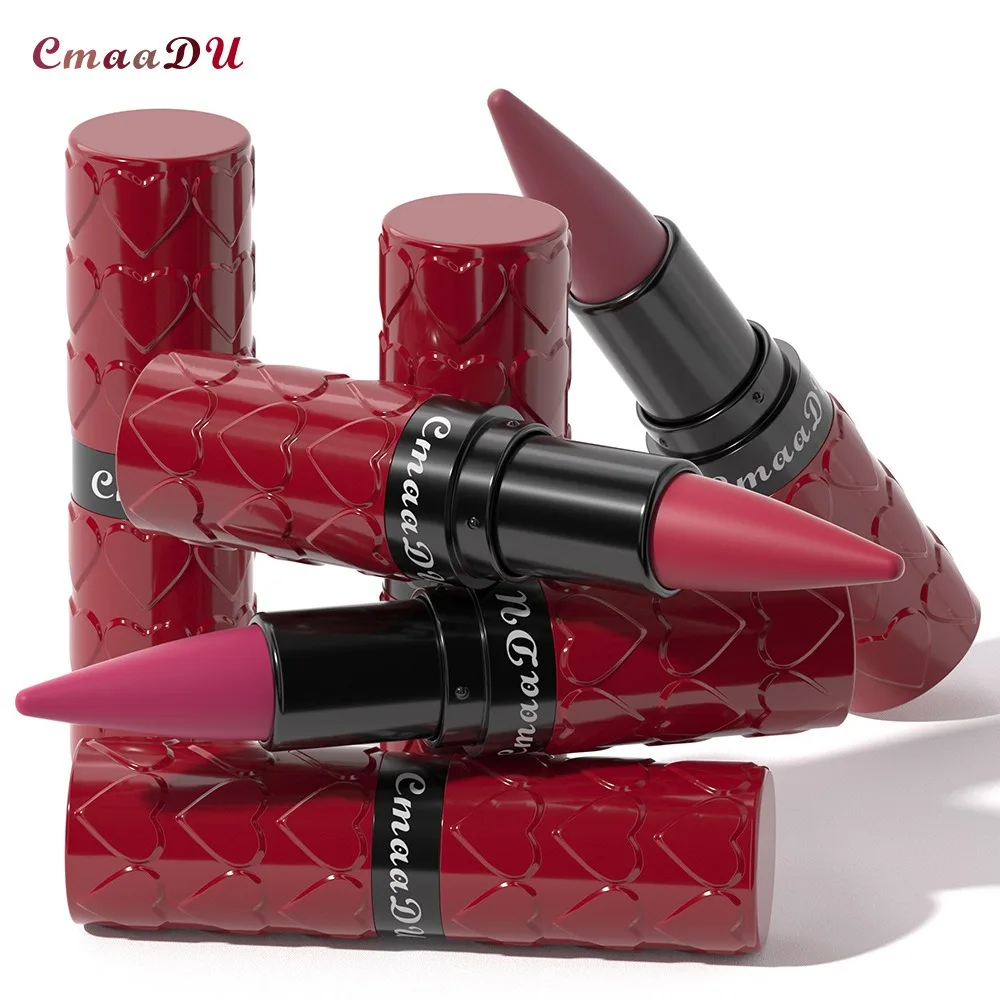 New Velvet Matte Lipstick Pencil Waterproof Lasting Sexy Nude Red Brown Lipstick Non-sticky Cup Solid Lip Gloss Lip Liner Makeup_voghion.com