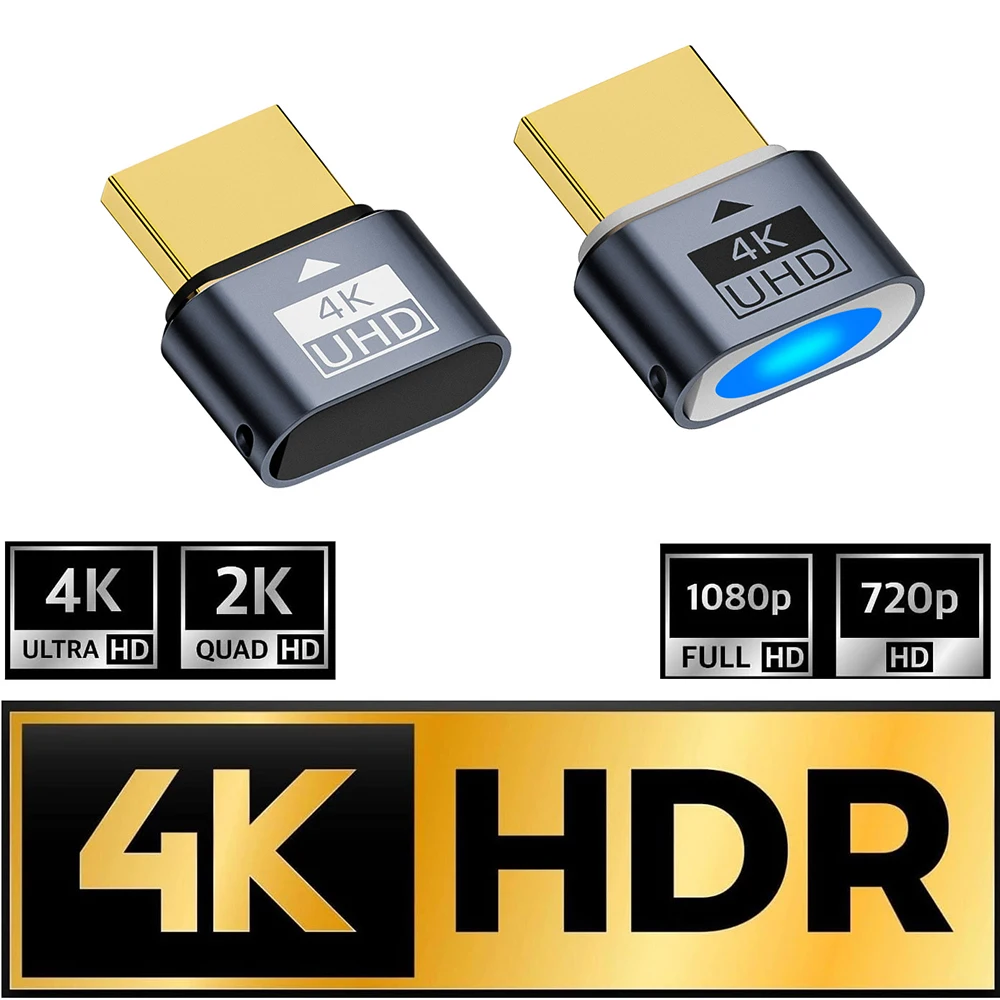 Ultra HD Virtual Monitor Emulator - HDMI-Compatible Dummy Plug Adapter for 4K HDR and High Refresh Rates