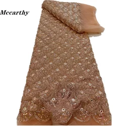 African Sequins Beaded Lace Fabrics 2023 High Quality Sequence Embroidery French Nigerian Lace Fabric For Wedding Sewing RF500TY