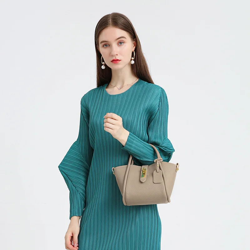 

Women's Real Leather Vegetable basket bag cowhide shoulder bucket bag Ladies Handbag luxury Messenger Crossbody female Bag New