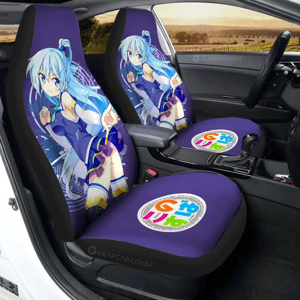 

Anime Girl Aqua Car Seat Covers Custom KonoSuba Anime Car Accessories,Pack of 2 Universal Front Seat Protective Cover