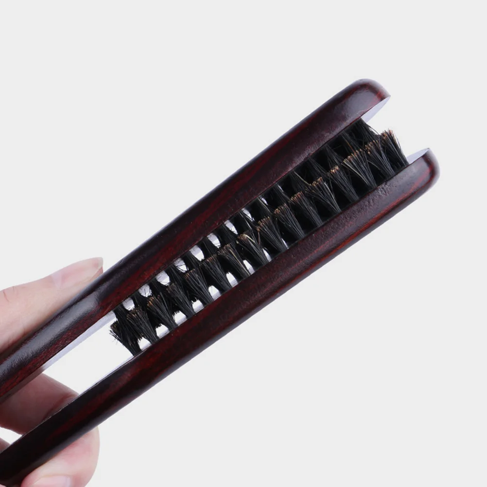 Splint Straightening Comb Hair Straightener Brush Clamp for Wood Bob Hairdressing Tool Bristle Styling Double Travel