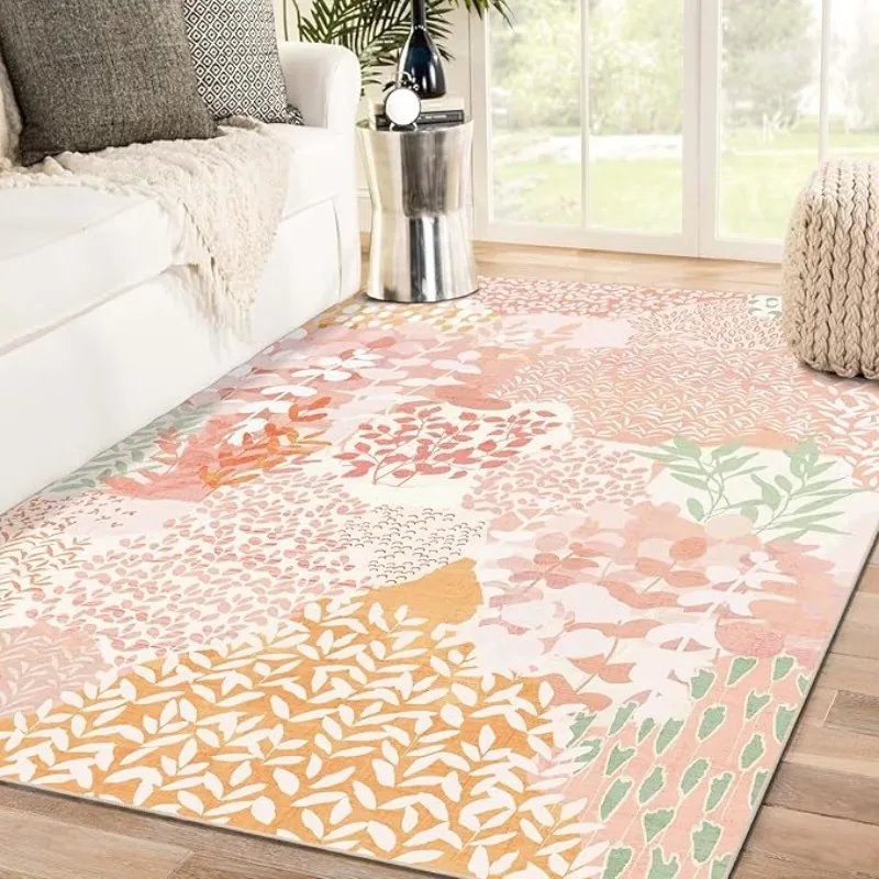 Nordic Art Living Room Carpet Botanical Abstract Foldable Machine Washable Non-slip Bedroom Rug Home Decoration Cloakroom Mat 러그