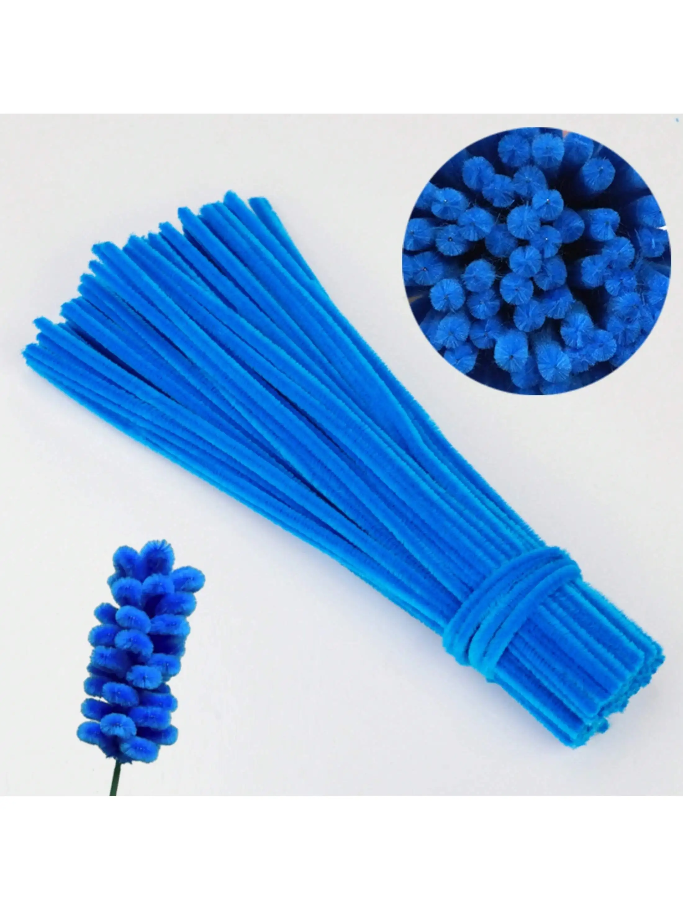 100/300 PCS 6 Colors Gradient Blue Pipe Cleaners Chenille