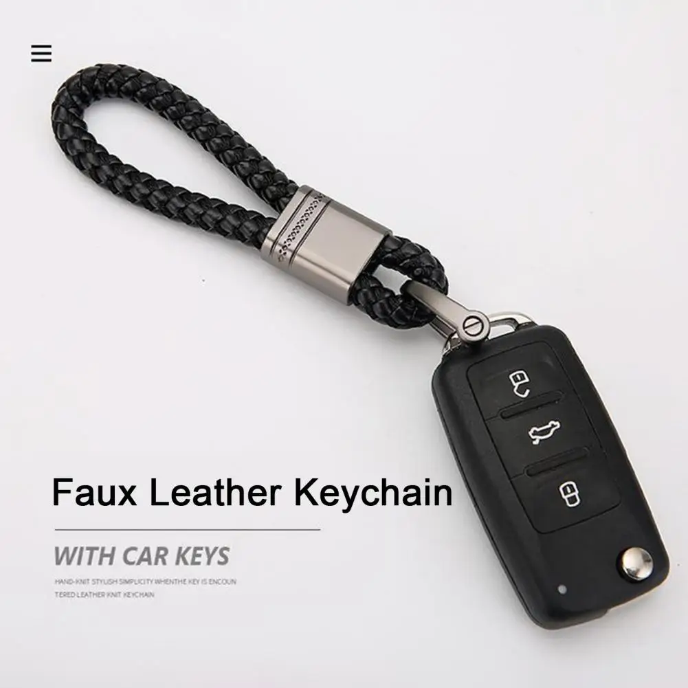 

PU Leather Braided Woven Rope Keychain DIY Bag Pendant Key Chain Holder Car Keyring Simple Multiuse Key Holder Gifts