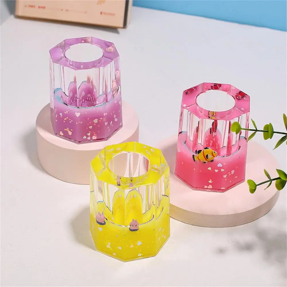 Pencil Holder Multifunctional Easy to Take Stable Durable High Capacity Portable Cartoon Octagon Pen Container Decompression Toy