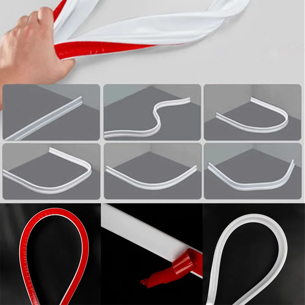 

1-3M Silicone Water Stopper Strip Bendable Kitchen Countertop Retaining Bathroom Shower Dam Flood Barrier Dry Wet Separation