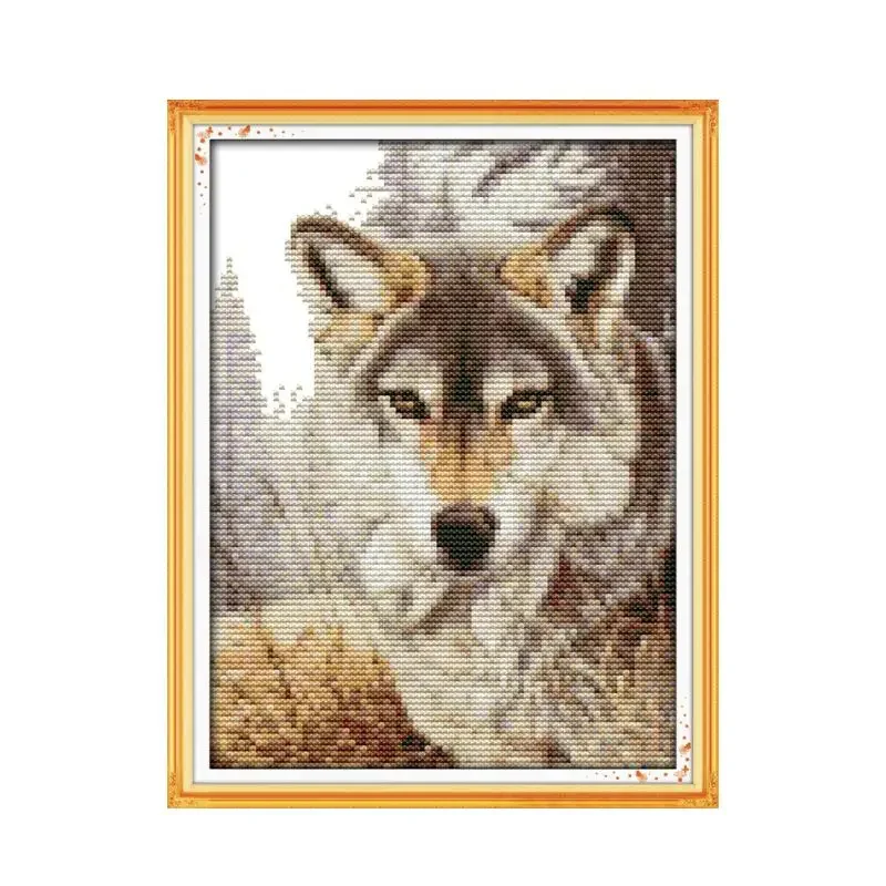 Wolf spirit Cross Stitch Kit cross stitch kit 2 animal 18ct 14ct 11ct count printed canvas stitching embroidery DIY handmade needlework