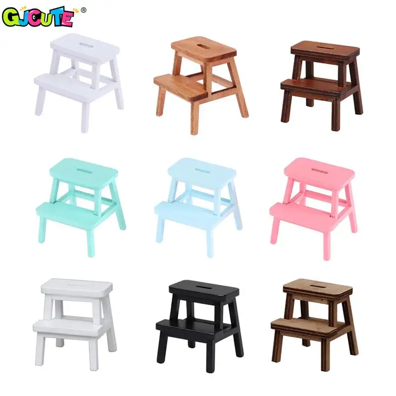 

1:12 Dollhouse Miniature Step Stool Footstool Chair Mini Simulation Furniture Model Life Scene Decor Toy Doll House Accessories