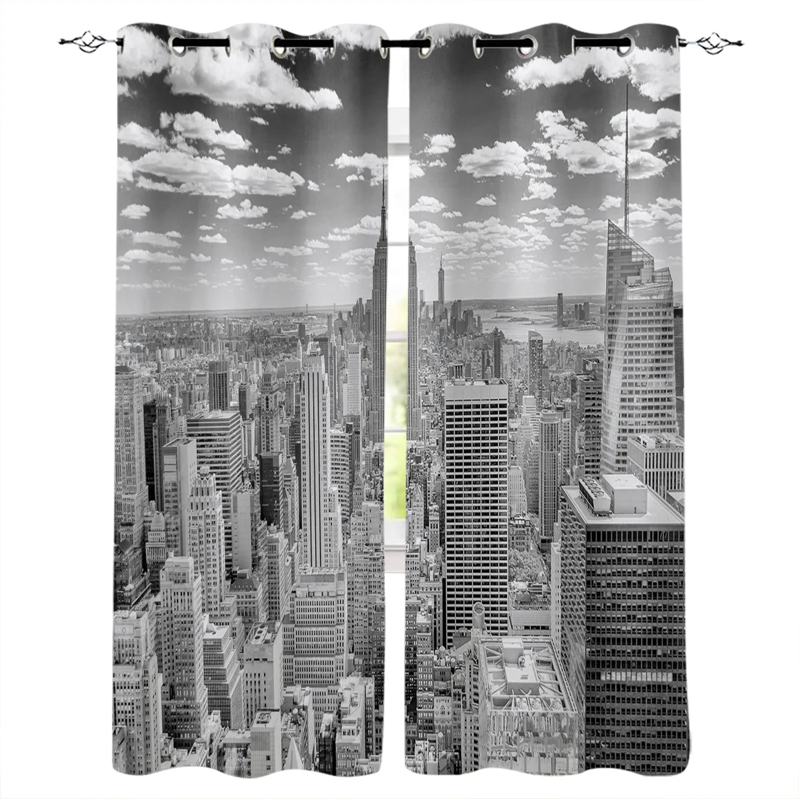 

Grey New York City Landscape Blackout Curtains Window Curtains For Bedroom Living Room Decor Window Treatments
