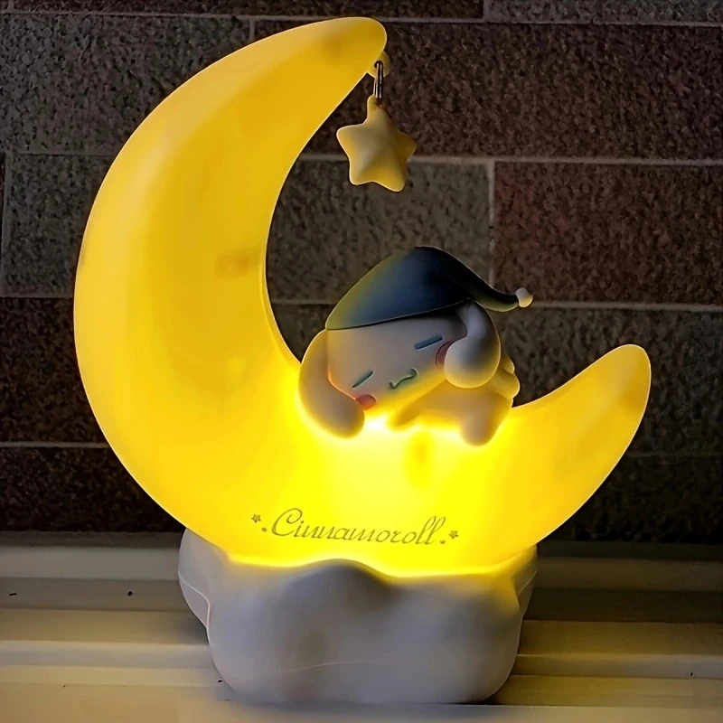 Sanrio Kuromi Cinnamonroll Moon LED Light Kawaii 3D Cartoon Ornament Cute Beauty Bedroom Night Light Bedside Decor Lamp Gifts 6