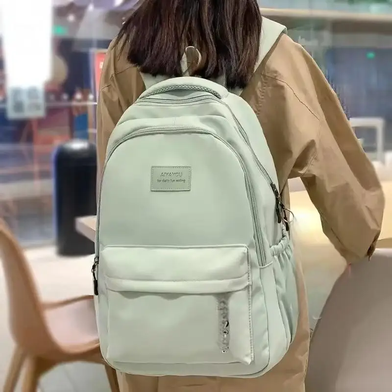Sac à dos imperméable en nylon pour adolescentes, sac à dos tendance pour filles, sac à bandoulière pour lycée, sac de sport noir pour ordinateur portable_voghion.com