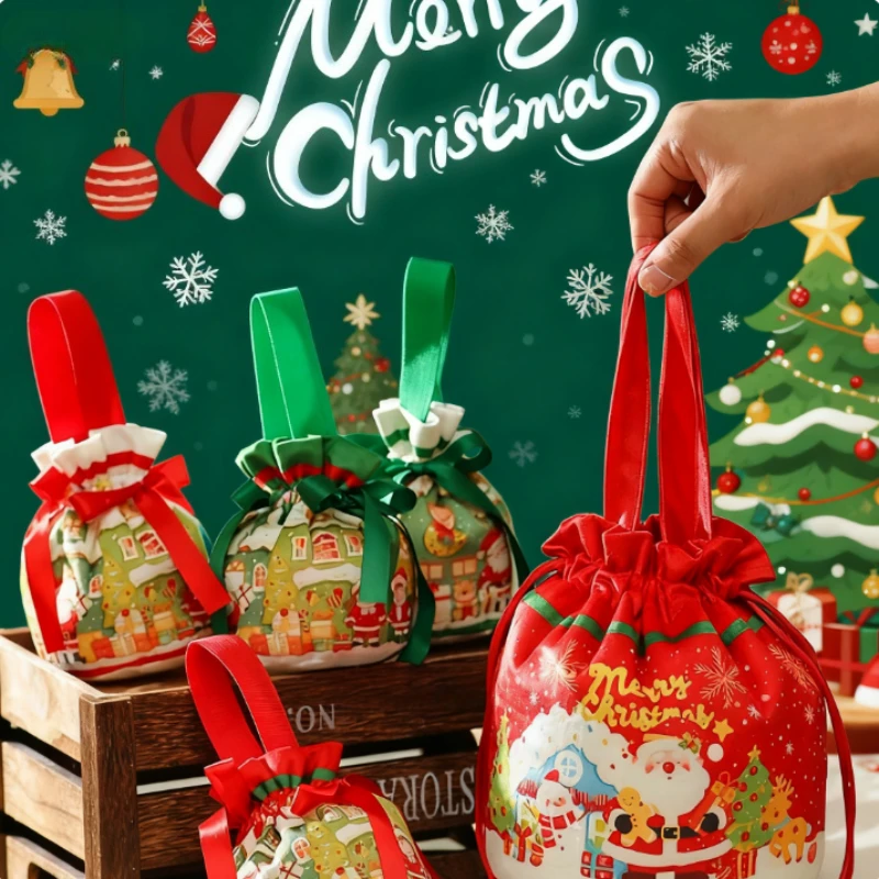 Christmas Candy Gift Bags with Flannel Material for Festive Season