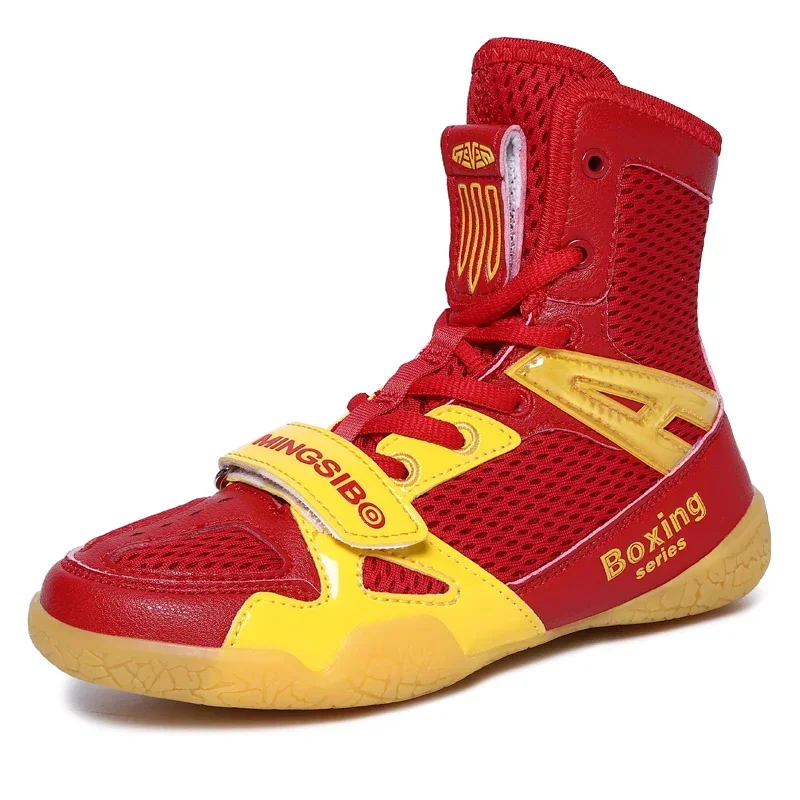 Kid Wrestling Shoes High Top Lightweight Boys Girls Flighting Shoes Ankle Boots Red Black Children Training Boxing Sneakers