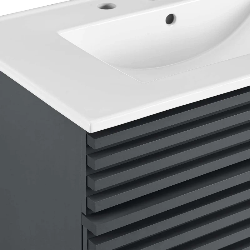 Render 30" Bathroom Vanity with Sink in Gray White, 30 Inch