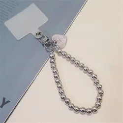 Elegant Silver Love Metal Phone Lanyard and Charm Set (B)
