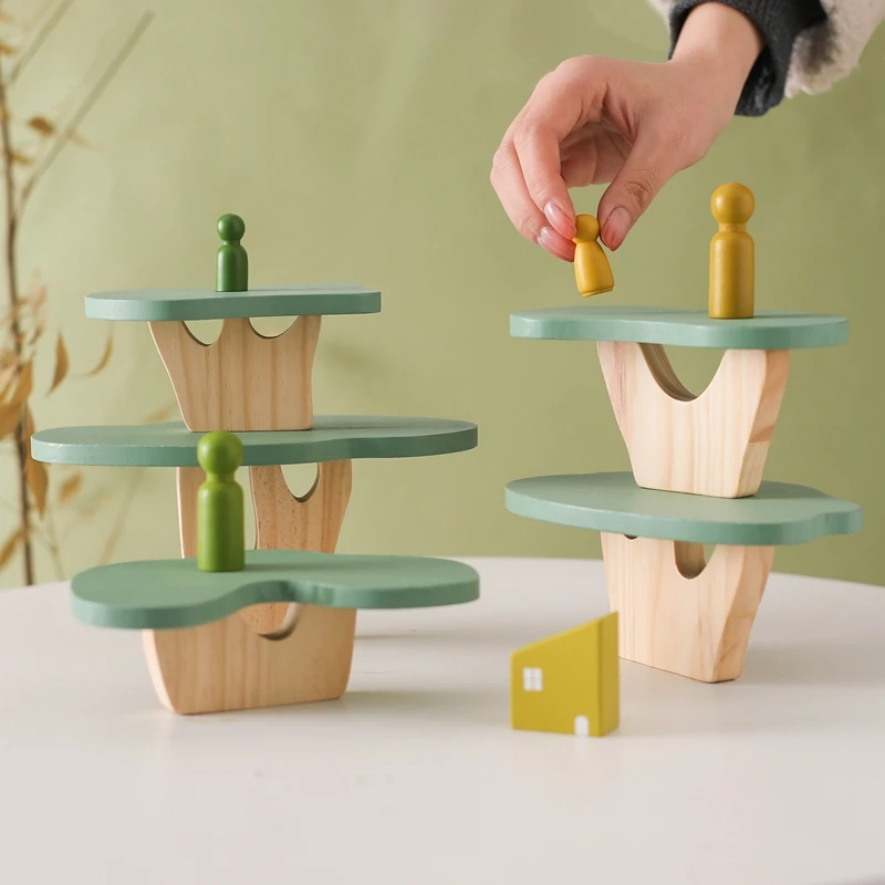 

Montessori Toys Wooden Block Baby Educational Toys Stacking Tree House Baby Room Decoration Baby Stack Block Toys for Children