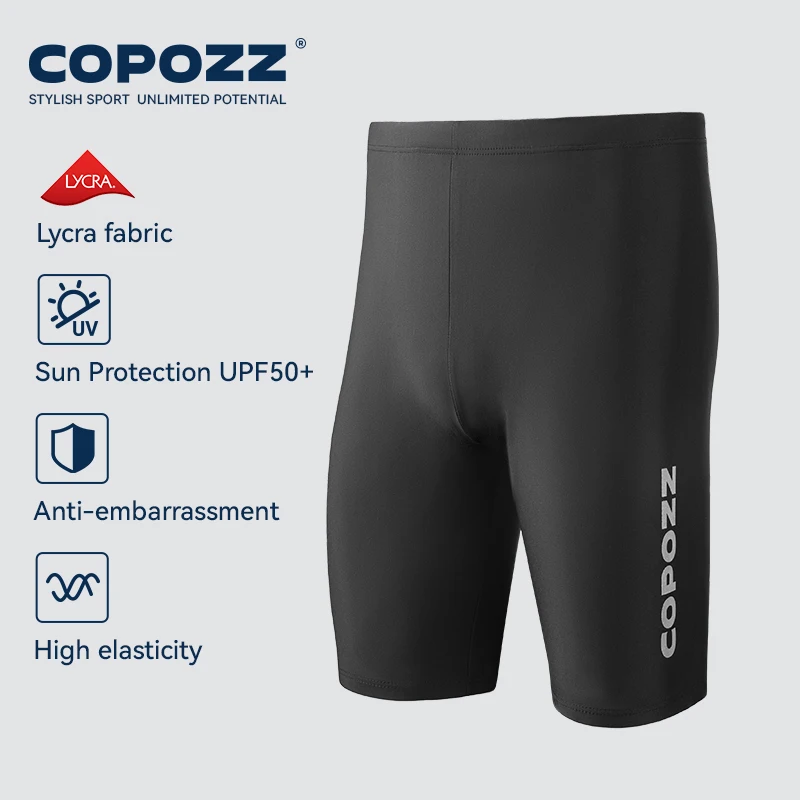 COPOZZ plus size men's swimming trunks shorts long to knee competitive surf training swimsuit male quick dry anti-embarrassment swim trunks swim shorts men swimsuit