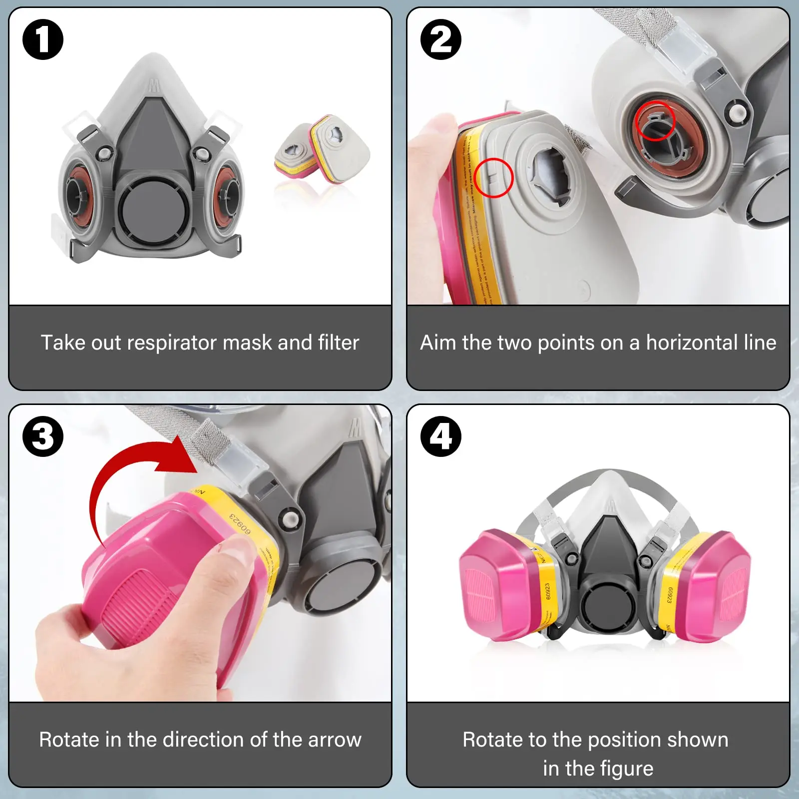 Demi-masque 6200 avec cartouche 60926, équipement de protection respiratoire réutilisable et ajustable