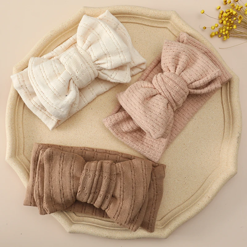 17pc/lot New Double Layers Bow Headbands Cotton Baby Knotbows Elastic Hairbands Newborn Warm Girls Turban Head Wrap Kid Headwear 1 set winter warm baby hat