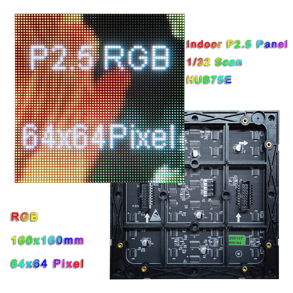 P2.5 Display A Led A Colori Per Interni, Video Wall A Led, Smd2121 P2.5 Led Matrix 3-In-1 Rgb Panel.1/32 Scan, Interfaccia Hub75E.