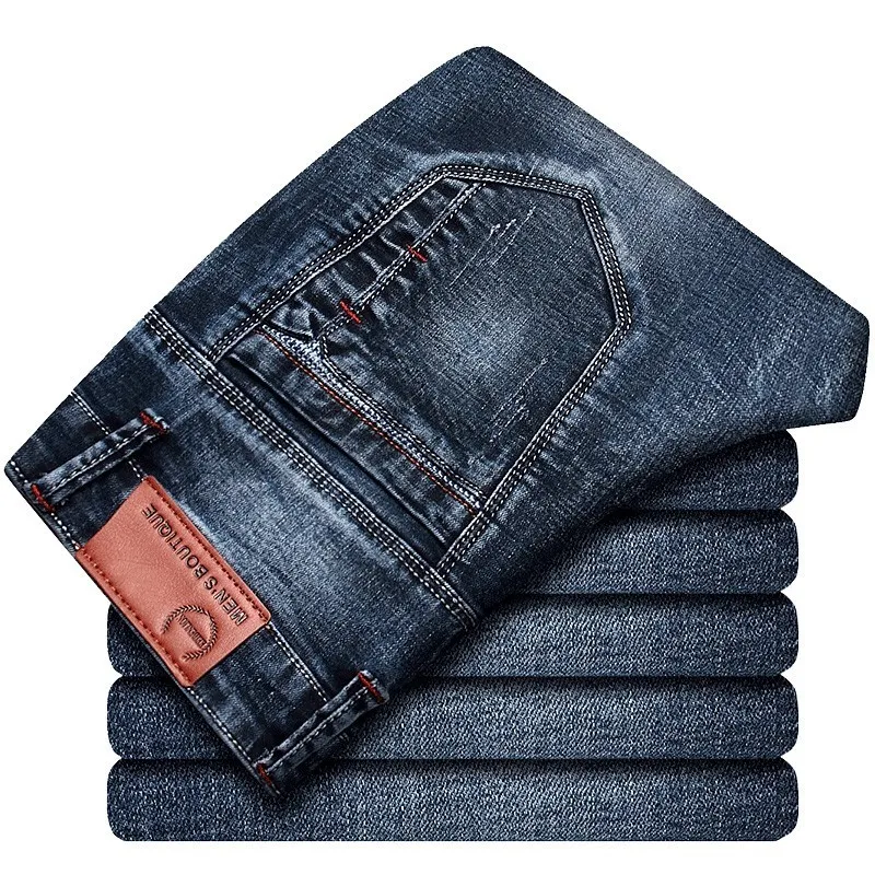 Denim Jeans For Men's Brand Classic Stretch Slim Casual Trendy Pants High Quality Fashion Work Daily Four Season New Brand Male 6