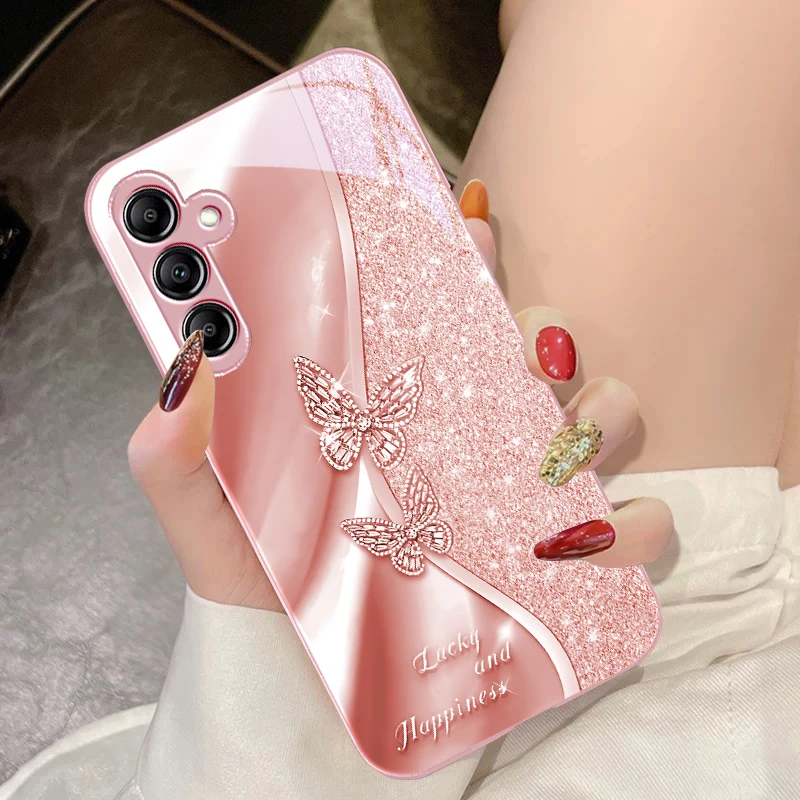 Golden Butterfly Glass Phone Case