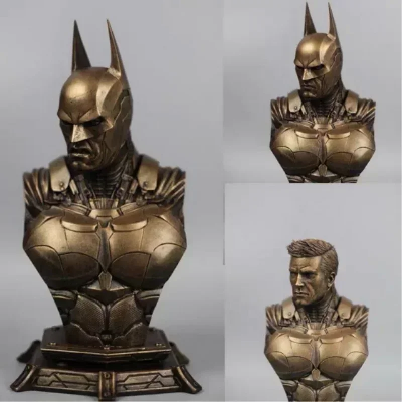 

Batman Action Figures Arkham Knight Bust Sculpture Replaceable Head Imitation Copper Statue Collectible Model Home Decor Gift