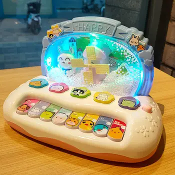 Giocattolo musicale intelligente a forma di fiocco di neve Kawaii per bambini, pianoforte elettronico per la prima educazione dei bambini, giocattoli per bambini dai 2 ai 4 anni, regali di compleanno