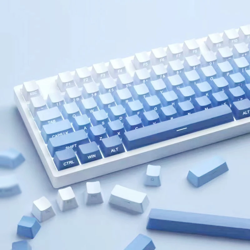 Lado Impresso Keycaps para Gamer Gradiente Azul Double Shot Pbt Keycaps para Cherry Gateron Switches mx Perfil 136 Chaves