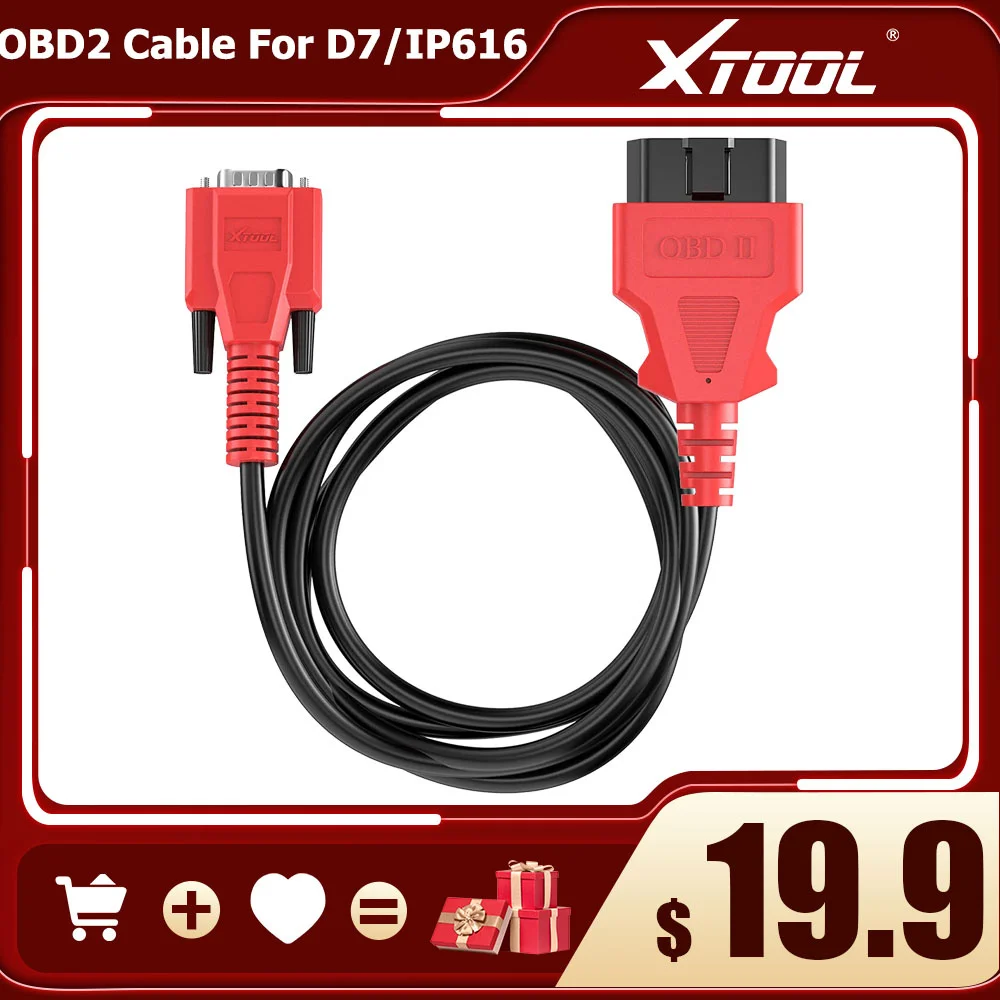 Cabo Scanner XTOOL D5 D6 D7 D8 - Conector OBD2 150cm - Diagnóstico Automotivo