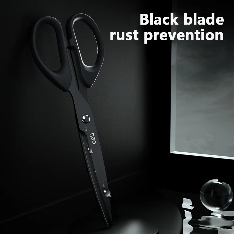 Portable Scissors Cutter Black Blade Scissors Stationery Scissors Soft Handle Scissors Deli 6009s Black Scissors Stainless Steel Safety Exquisite Student Handmade Portable Art Office Learning Supplies