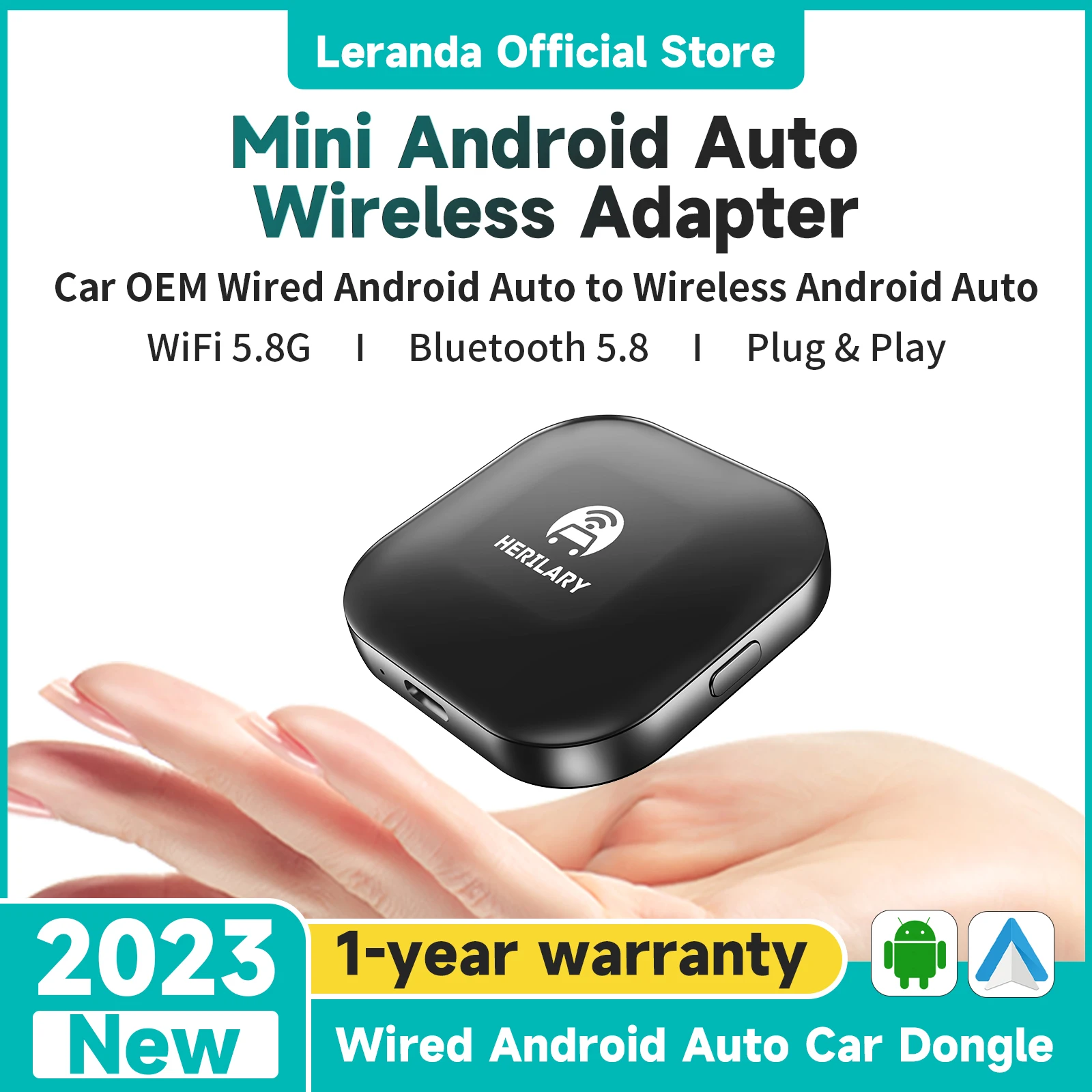 

Leranda C1-AA New upgraded Wireless Android Auto Box for Wired Android Auto Cars OEM Wired Android Auto To Wireless USB Dongle