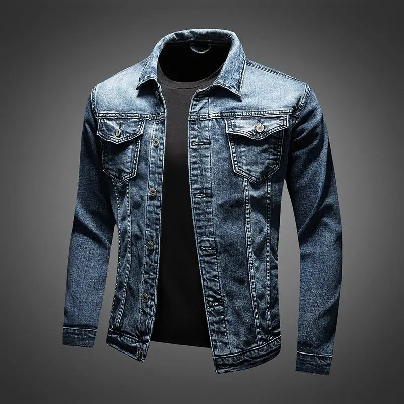 

Autumn New Slim Men Denim Jacket Stretch Retro Motorcycle Punk Streetwear Fashion Skateboard Youth Jeans Jacket Plus Size 5xl
