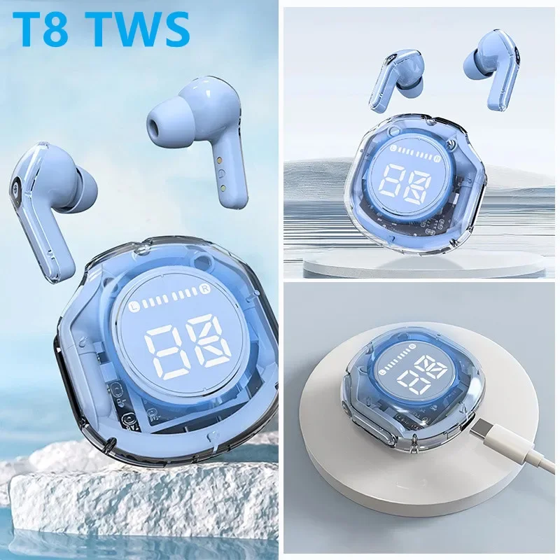 NEW T8 TWS Wireless Earphone Bluetooth 5.3 Headphones Sport Gaming Headsets Noise Reduction Earbuds Bass Touch Control for phone