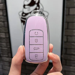 Premium TPU Car Key Case Cover - Durable and Stylish Fob Protector (Purple)