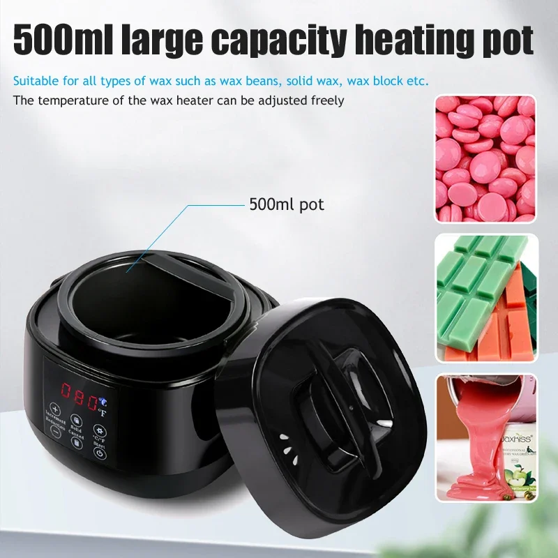 Wax Beans Waxing Machine Kit 500ml Brazilian Hard Waxing Wax Warmer Machine Epilator Wax-melt Pot Bikini Body Hair Removal