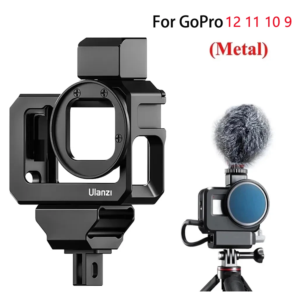 

For Ulanzi Aluminum Alloy Housing Camera Cage for Gopro Hero 12 11 10 9 Accessory Anti-fall Cold Boot Expand Vlog Photography