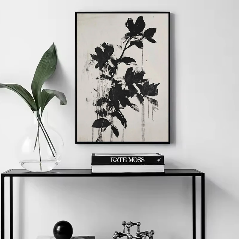 Monochrome Flowing Lines Ink Landscape Minimalist Canvas Art