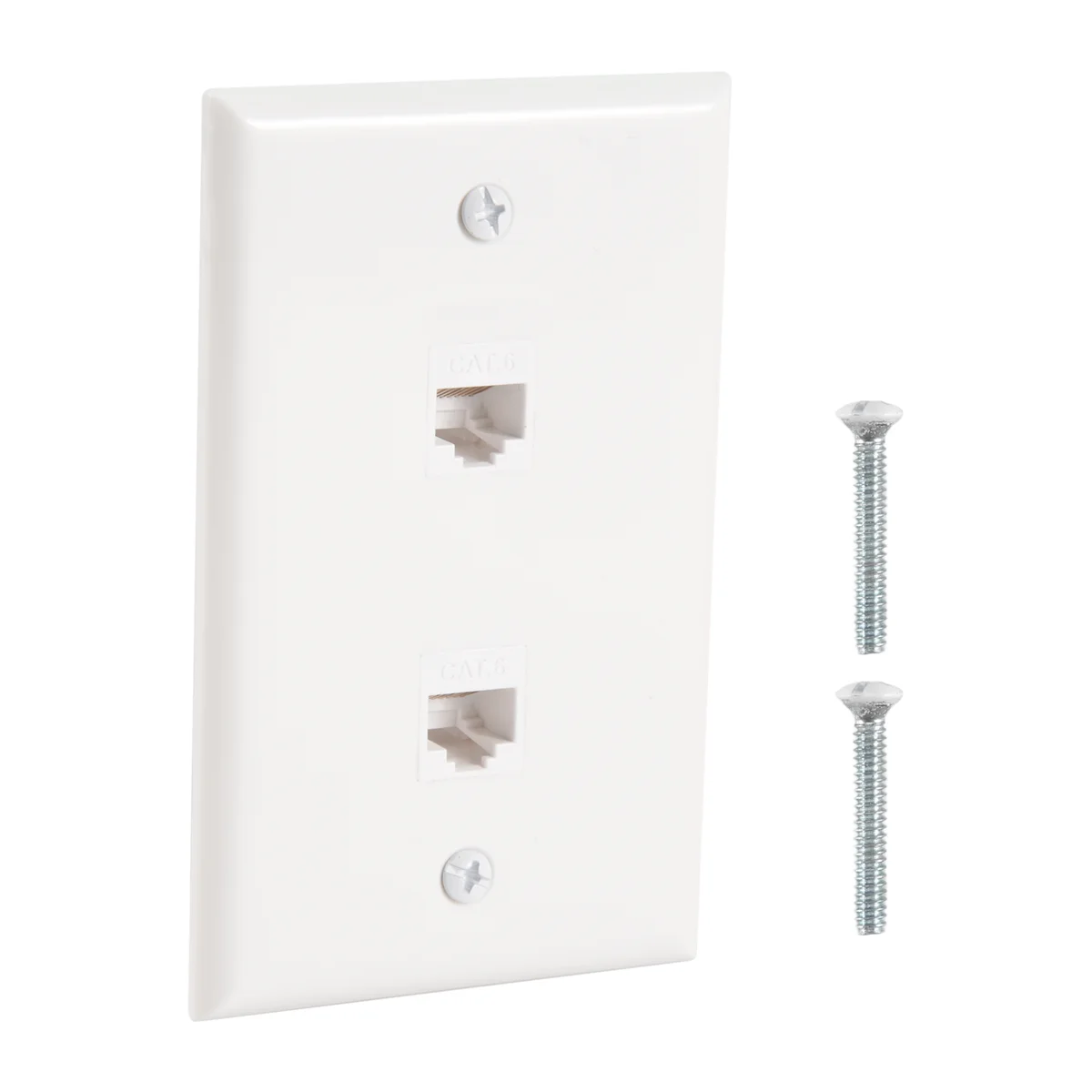 AAA87 1 Pack 2 Port Ethernet Wall Plate, Cat6 Female to Female Wall Jack RJ45 Keystone Inline Coupler Outlet, White