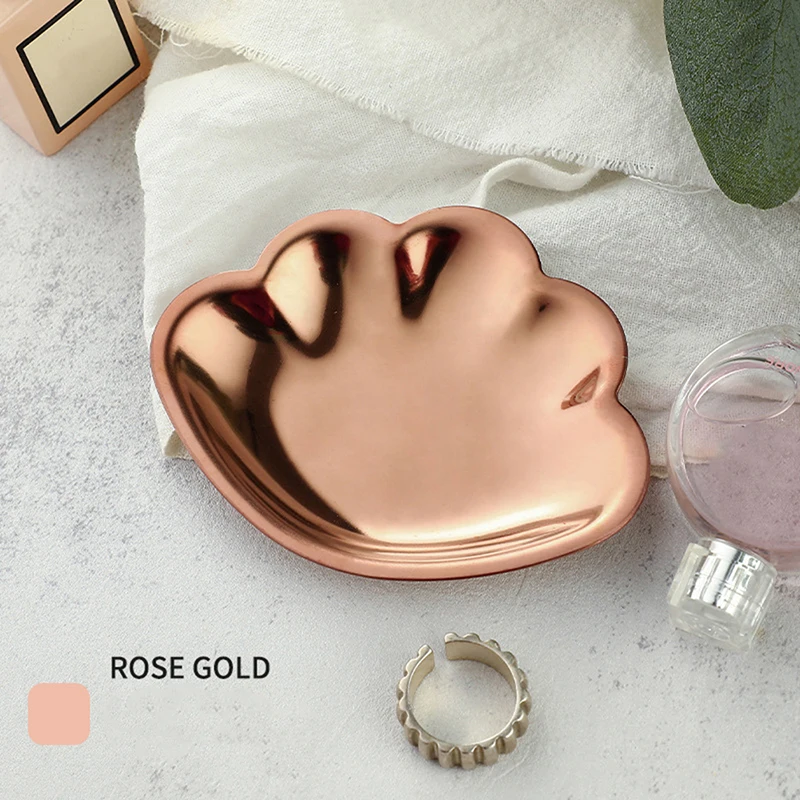 Tray Stainless Steel Shell Jewelry Plate Girl Small Bedroom Cosmetic Storage Plates Household Metal Trays Decorative Accessories 3