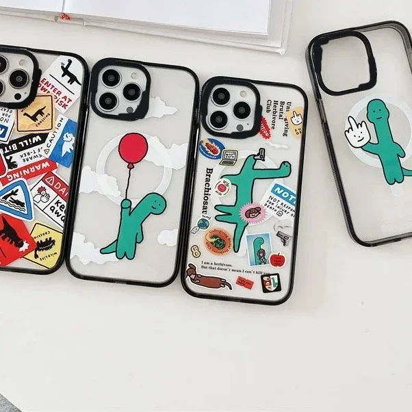 

MagSafe Cartoon Dinosaur Phone Case Cover for IPhone 11 12 13 14 15 Pro Max Case for IPhone 15 Pro Max