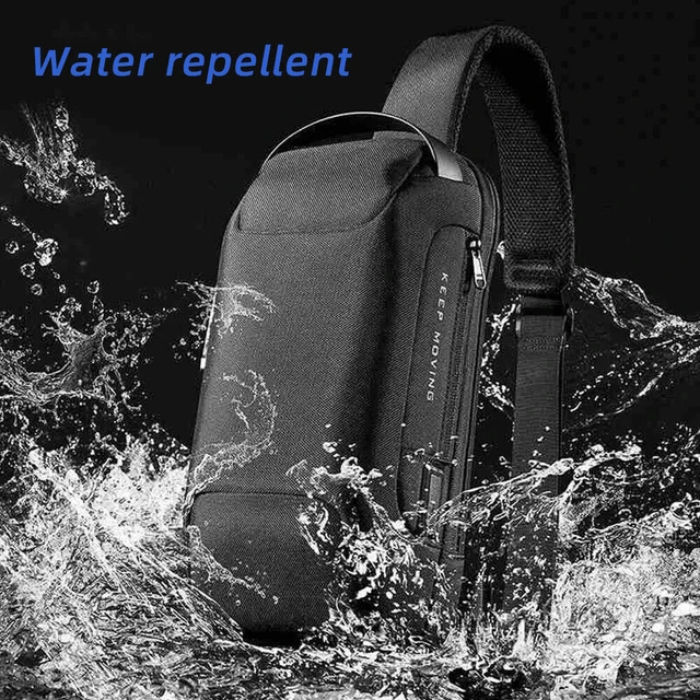 Men's USB Charging Sport Sling Bag with Anti-theft Chest Design and Combination Lock Black