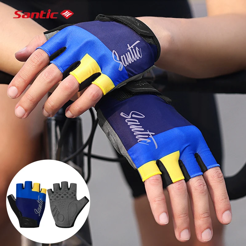 Santic Summer Cycling Gloves for Men Women Spring Fingerless Gloves for