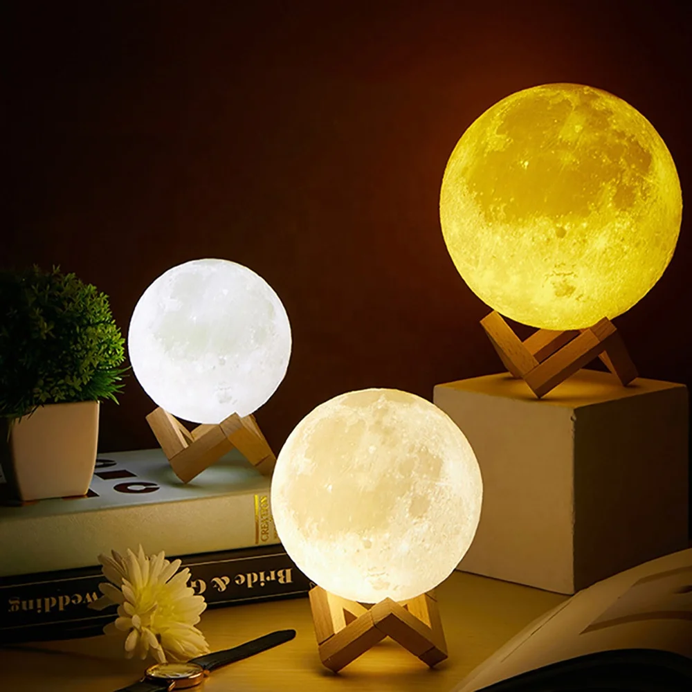 

3D Print Moon Lamp Photographic Humidifier LED Night Light Ball Creative Touch Moon Light For Bedroom Decoration Gift