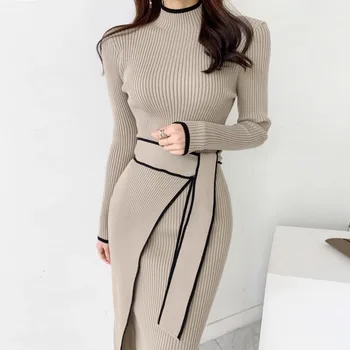 YuooMuoo Lace Up Turtleneck Knitted Dress 1